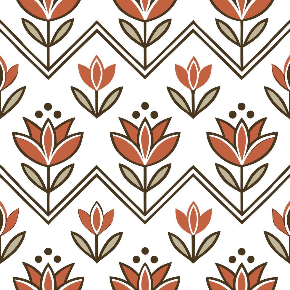 Turkish kilim patterns and tulips seamless tile pattern with earthy tones and traditional designs for cultural decor concept as Earthy toned Turkish kilim patterns and traditional Clear vector
