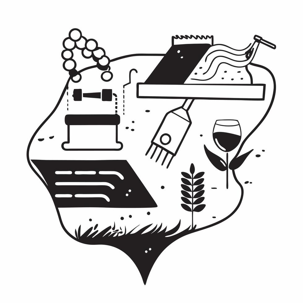 Top view of an agricultural research lab with field overlay symbolizing agricultural innovation in double exposure with copy space concept as A top view of an agricultural researc Clear vector