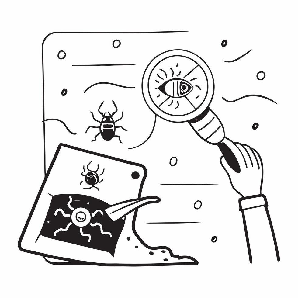 Top view of a field with pest monitoring overlay symbolizing smart pest management in double exposure with copy space concept as A top view of a field intertwined with pest monito Clear vector