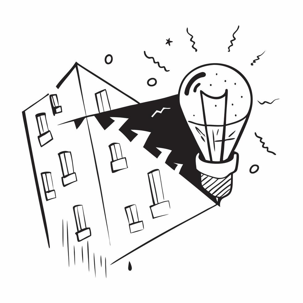Top view of a cityscape with a light bulb overlay symbolizing urban innovation in double exposure with copy space concept as A top view of a cityscape blended with a light bulb re Clear vector