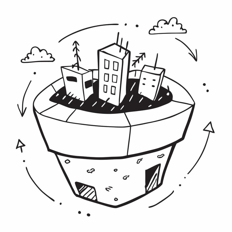 Top view of a city with overlay of green spaces symbolizing sustainable urban planning in double exposure with copy space concept as A top view of a city blended with green spaces Clear vector