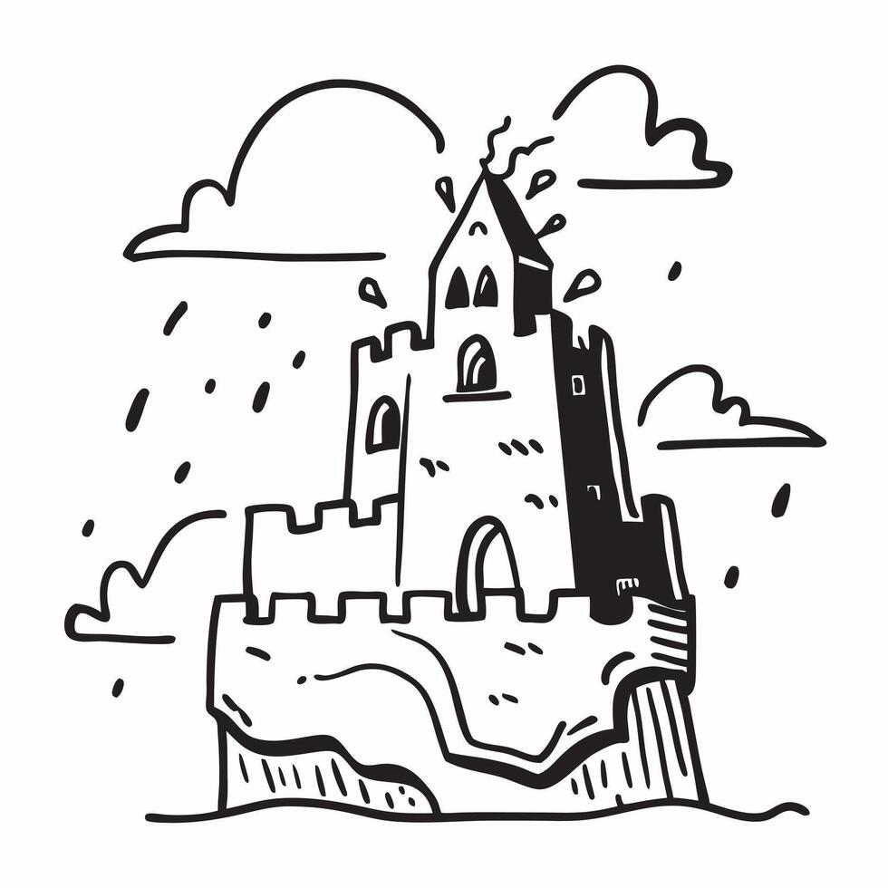Thunderstorm Over Historical Castle concept as A historical castle stands resilient as a thunderstorm unleashes its fury merging history with dramatic weather in Photo Stock Conce Clear Set 2 vector