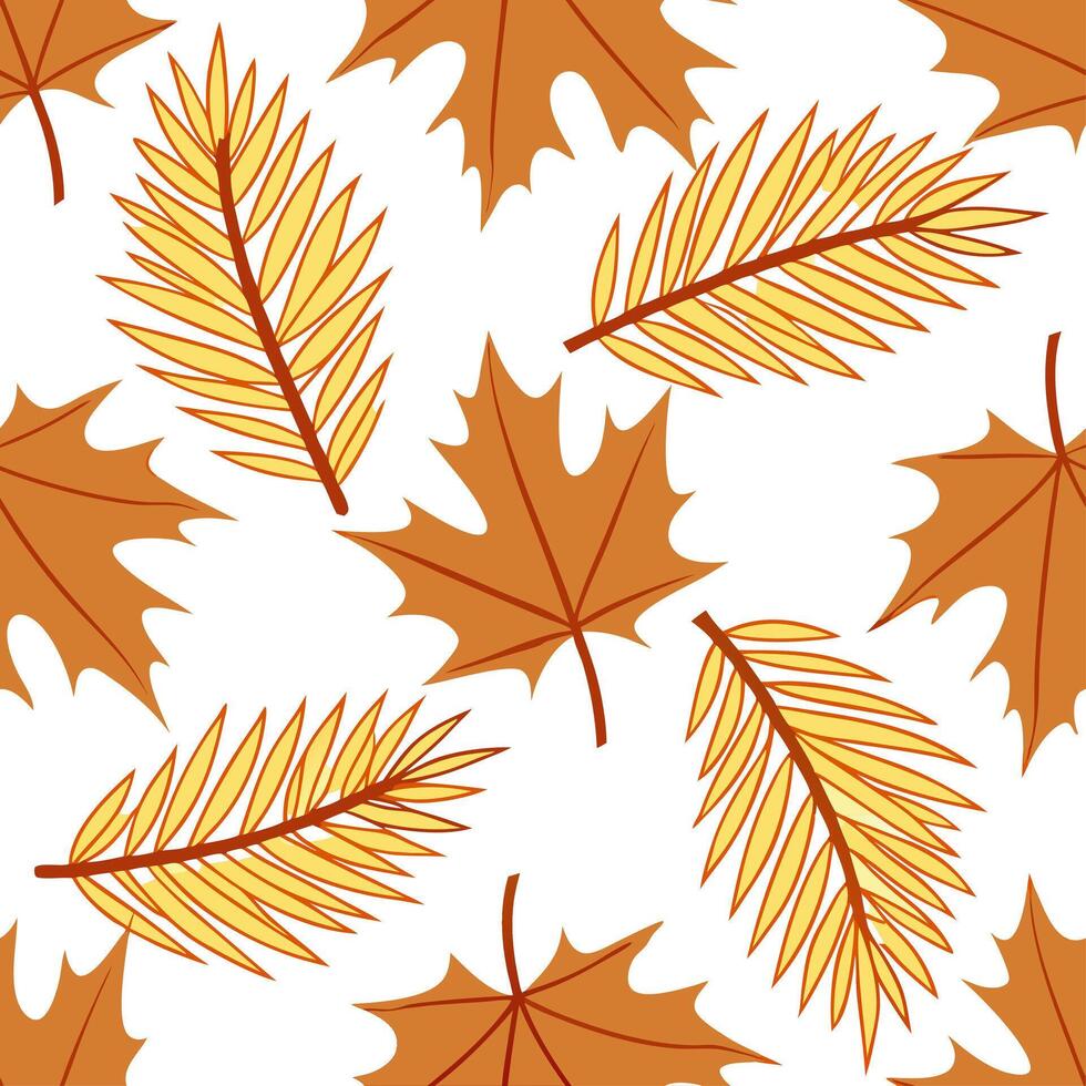 Thanksgiving leaves seamless pattern with rich autumn colors of red orange and yellow for a warm harvest inspired look concept as Warm Thanksgiving pattern with red orange and yell Clear Set 8 vector