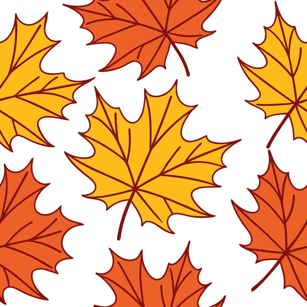 Thanksgiving leaves seamless pattern with rich autumn colors of red orange and yellow for a warm harvest inspired look concept as Warm Thanksgiving pattern with red orange and yell Clear Set 11 vector