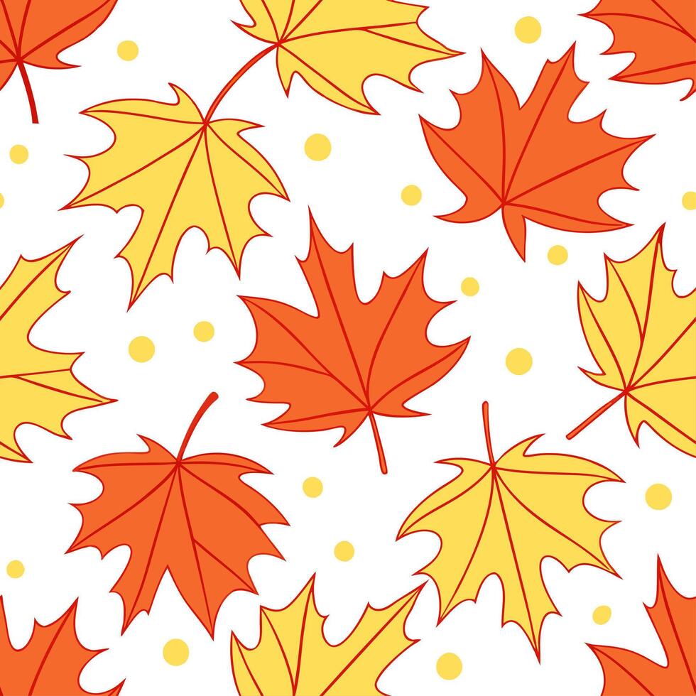 Thanksgiving leaves seamless pattern with rich autumn colors of red orange and yellow for a warm harvest inspired look concept as Warm Thanksgiving pattern with red orange and yell Clear Set 15 vector