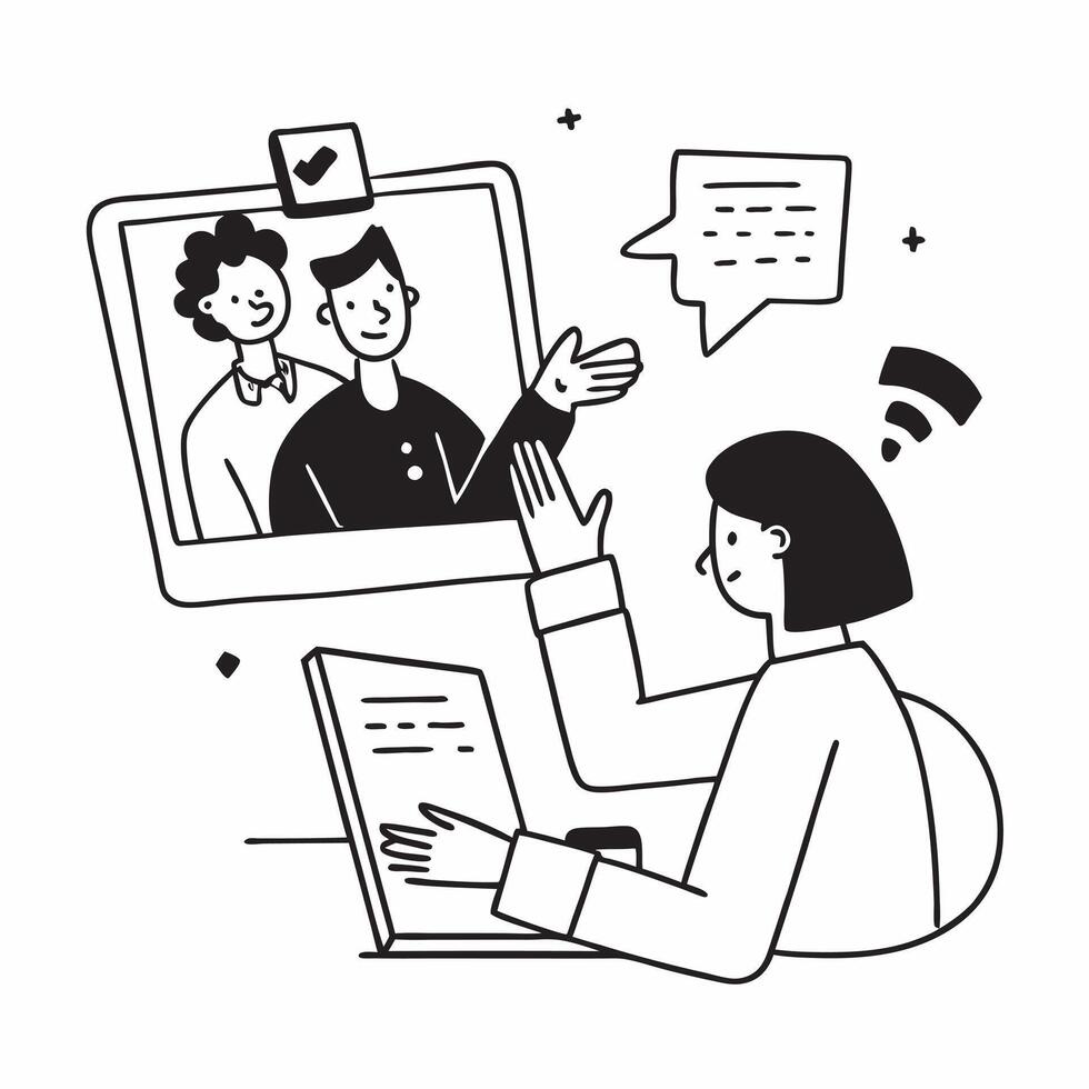 Telemedicine Consultation concept as A patient engages in a telemedicine consultation with a healthcare professional to discuss health concerns remotely in Photo Stock Concept Clear vector