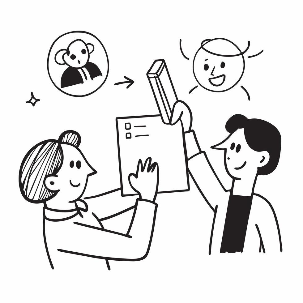 Teacher using positive body language to build rapport with students concept as A teacher using positive body language to build rapport with students highlighting positive body lang Clear vector