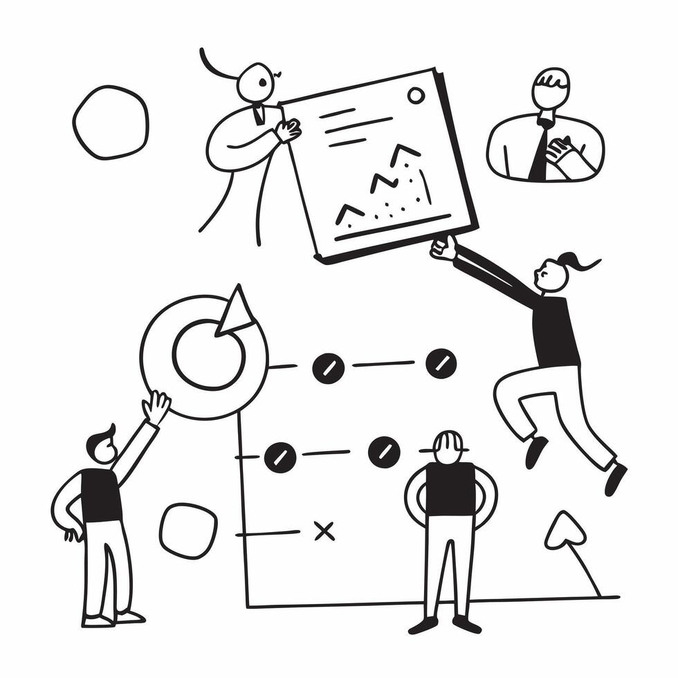 Sustainability Process Review concept as A sustainability officer reviews and revises company processes to align with eco friendly practices in Photo Stock Concept Clear vector