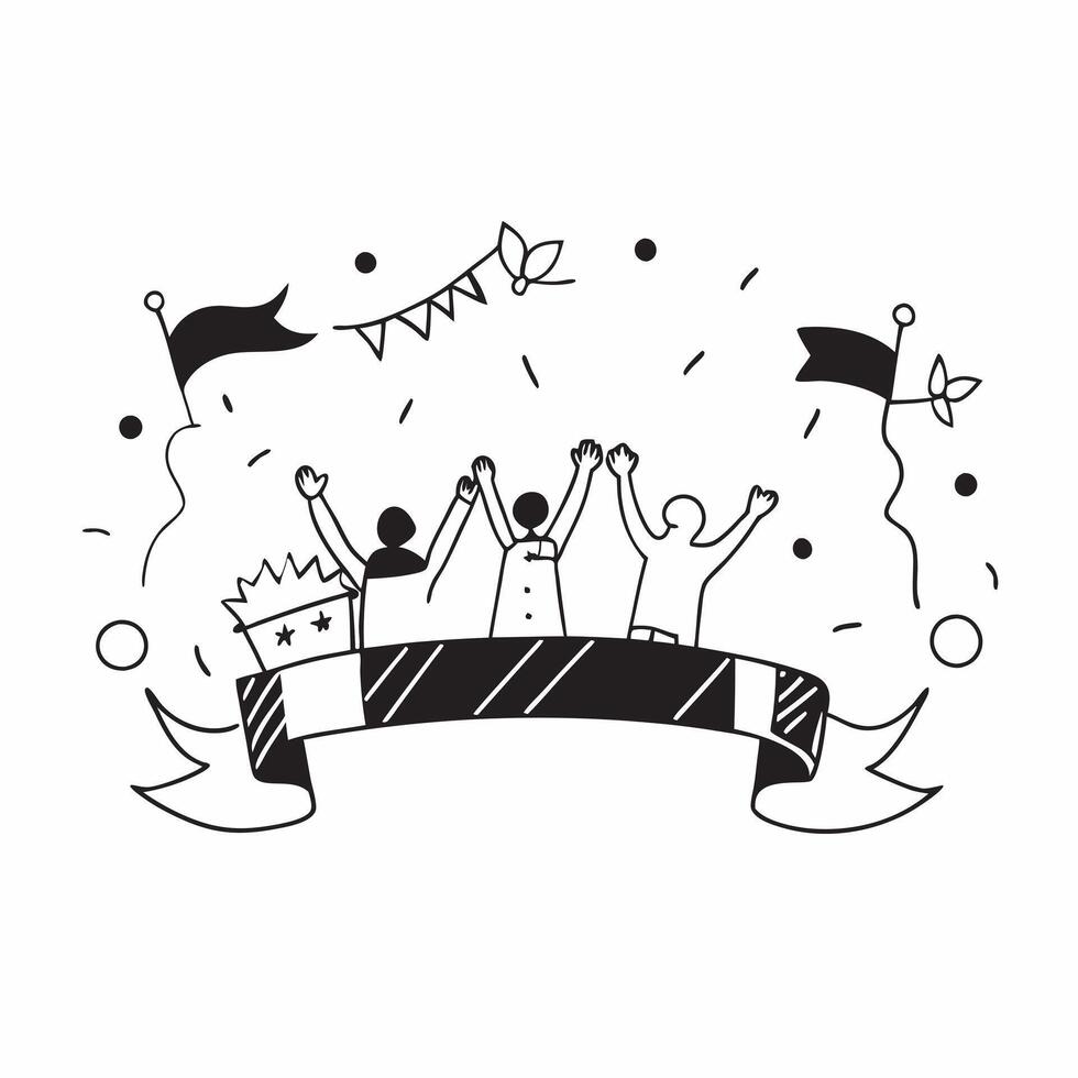 Summer festival scene with colorful flags and happy people concept as A summer festival scene with colorful flags and happy people with ample copyspace for text capturing the joy a Clear vector