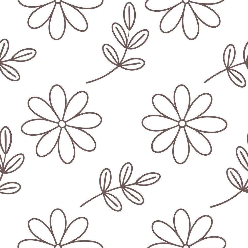 Subtle summer flowers seamless pattern with fine lines and neutral colors for a minimalist elegant design concept as Minimalist summer flower pattern with fine lines and neutral to Clear vector