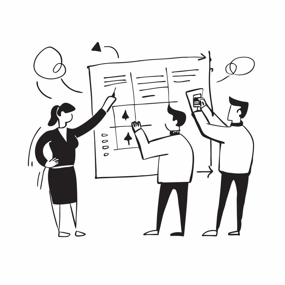 Strategic Planning Retreat concept as A corporate team engages in a strategic planning retreat to streamline business operations and set goals in Photo Stock Concept Clear vector