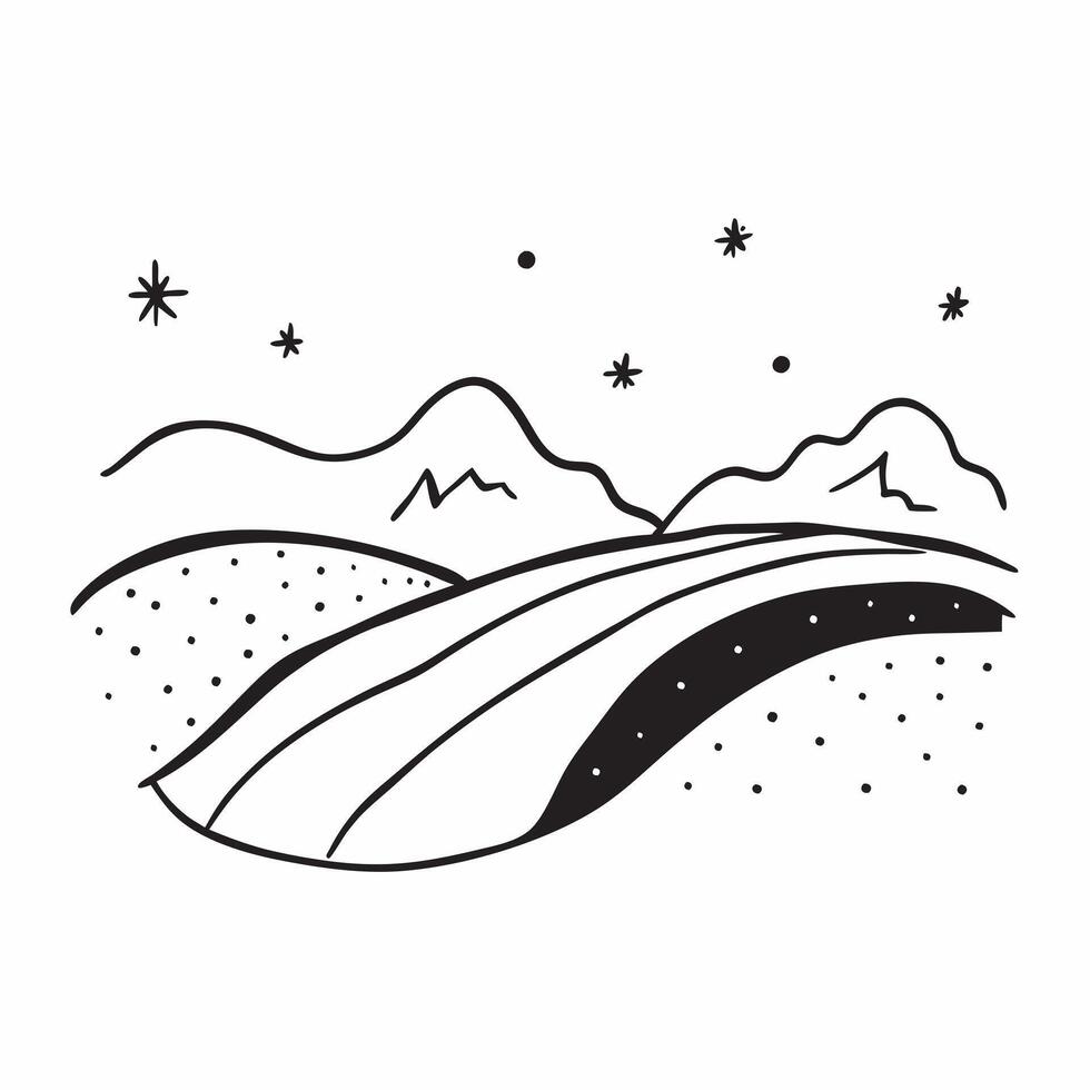 Starry Sky Over Rolling Hills concept as Gentle rolling hills under a starry night sky evoke peace and stillness perfect for a quiet night under the stars in Photo Stock Concept Clear vector