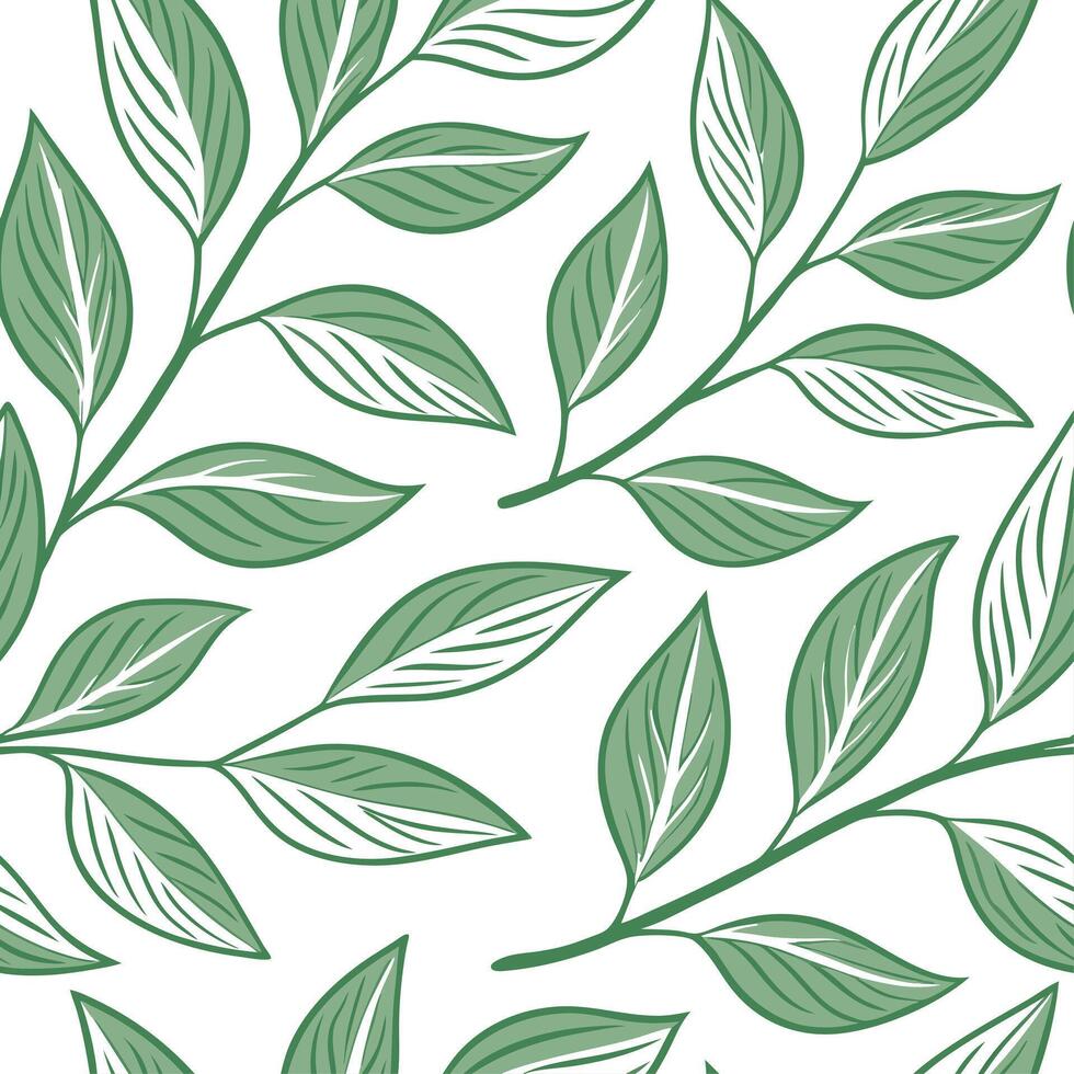 Spring leaves seamless pattern with delicate veins and subtle variations in green for natural elegance concept as Elegant spring leaves pattern with delicate veins and varying gree Clear vector