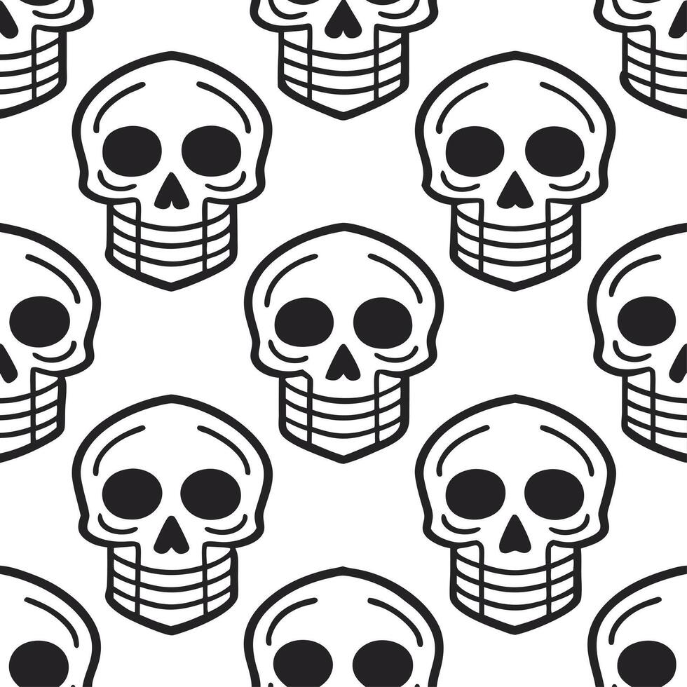 Skeletons and skulls seamless tile pattern with bone structures and dark shades for macabre home decor concept as Bone structures and dark skulls arranged seamlessly for macabre Ha Clear vector