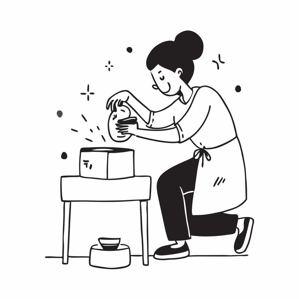Simple flat design icon Young woman with Down syndrome working in a cafe concept as A young woman with Down syndrome joyfully working at a cafe highlighting employment inclusion an Clear vector