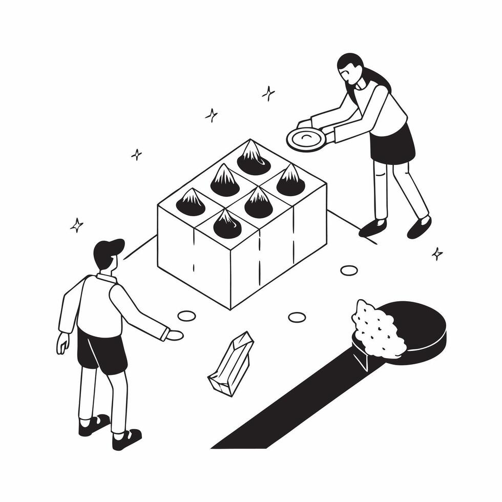 Simple flat design icon Volunteers setting up a community composting site concept as Volunteers setting up a community composting site highlighting waste reduction sustainability a Clear vector