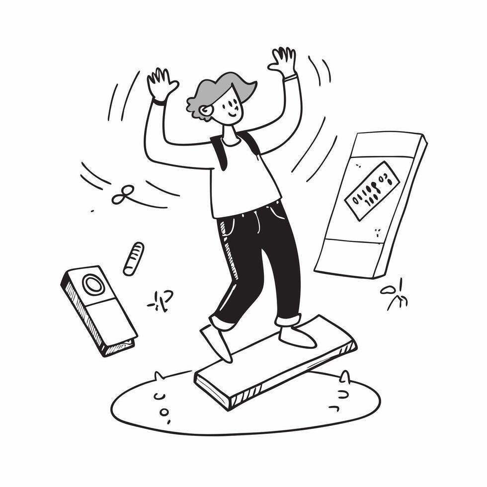 Simple flat design icon Teenager with ADHD participating in a dance class concept as A teenager with ADHD enjoying and participating in a dance class showcasing energy joy and incl Clear vector