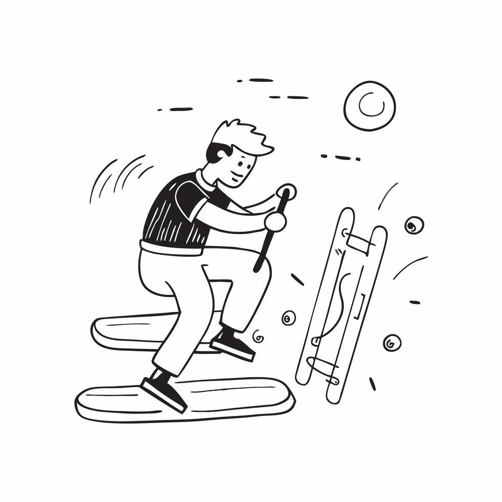 Simple flat design icon Teen with spina bifida participating in adaptive skiing concept as A teen with spina bifida joyfully skiing with adaptive equipment showcasing resilience in Clear Set 4 vector