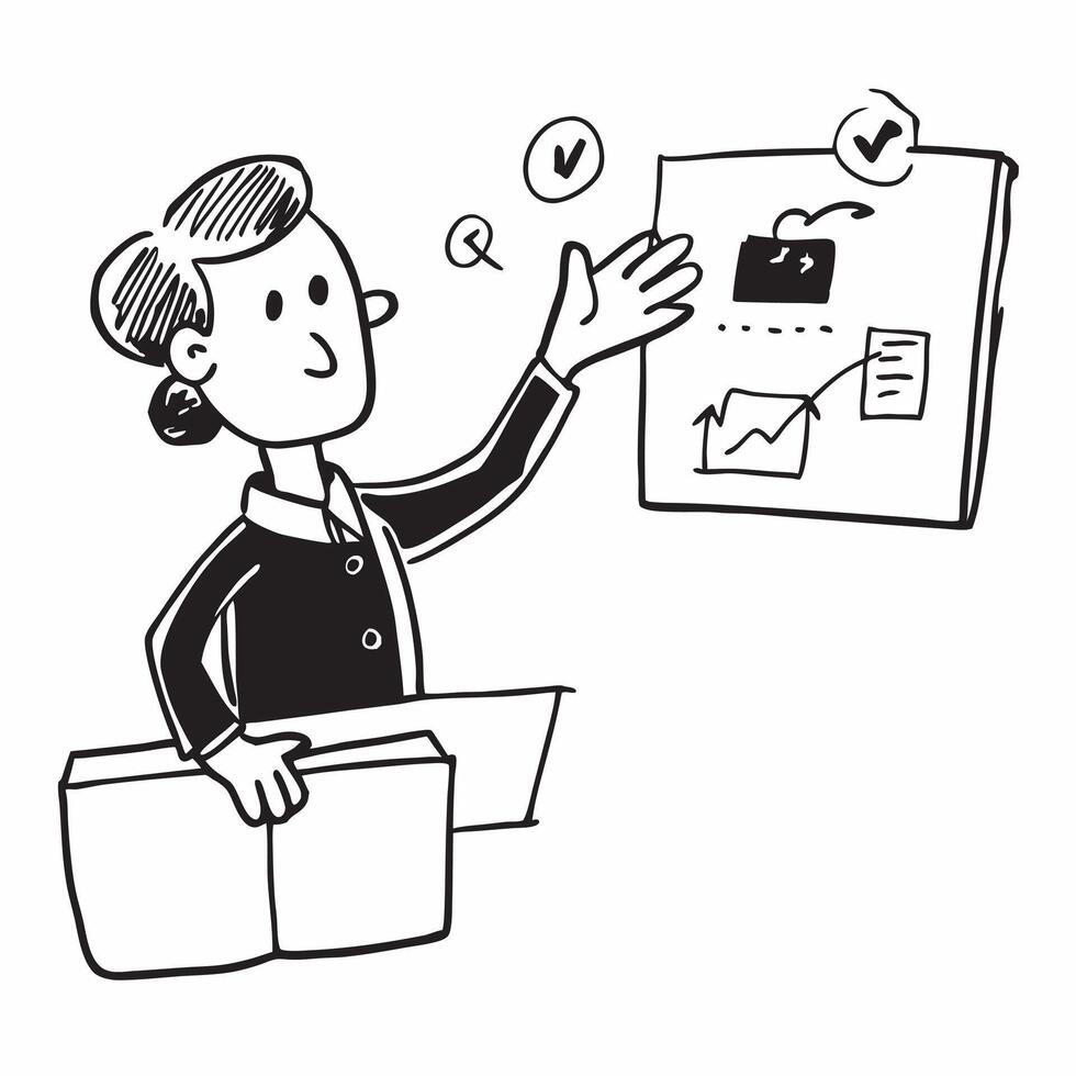 Simple flat design icon Teacher using enthusiastic gestures to explain a concept in class concept as A teacher using enthusiastic gestures to explain a concept in class emphasizing Clear vector