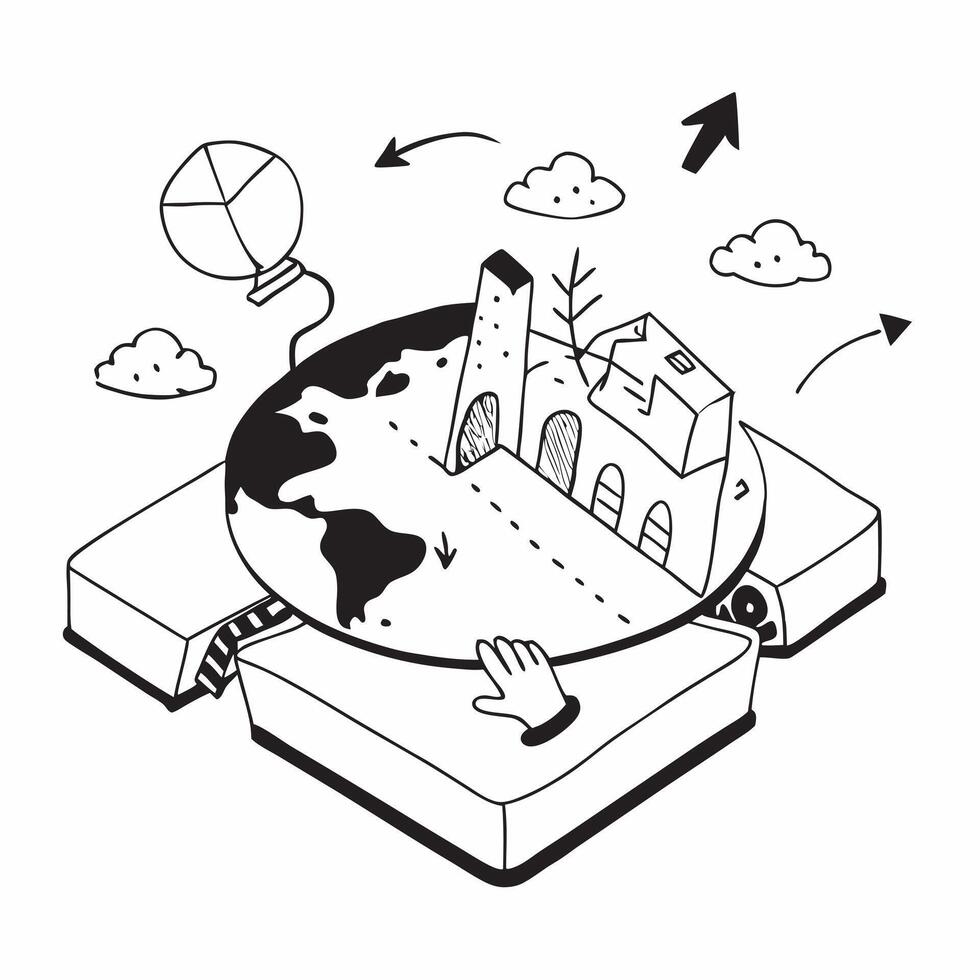 Simple flat design icon Sustainable Urban Development concept as Urban planners design sustainable urban developments that incorporate green spaces and eco friendly infrastructure Clear vector