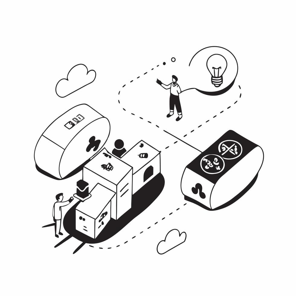 Simple flat design icon Sustainable Employee Transport concept as A company offers sustainable transport options for employees promoting green commuting practicesSimple flat illus Clear vector