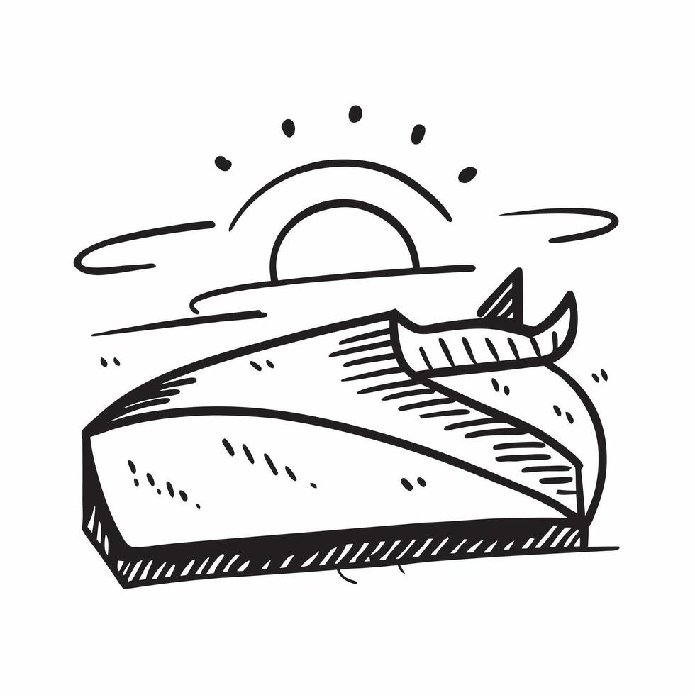 Simple flat design icon Sunset Over Sand Dunes concept as Sand dunes ripple under a fading sunset casting intricate shadows and creating a tapestry of light and texture flat illus Clear vector