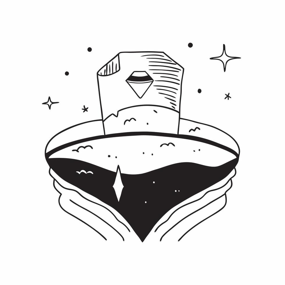 Simple flat design icon Stars over Coastal Cliffs concept as Stars twinkle brightly above rugged coastal cliffs offering a striking contrast between the land and the cosmos flat i Clear vector