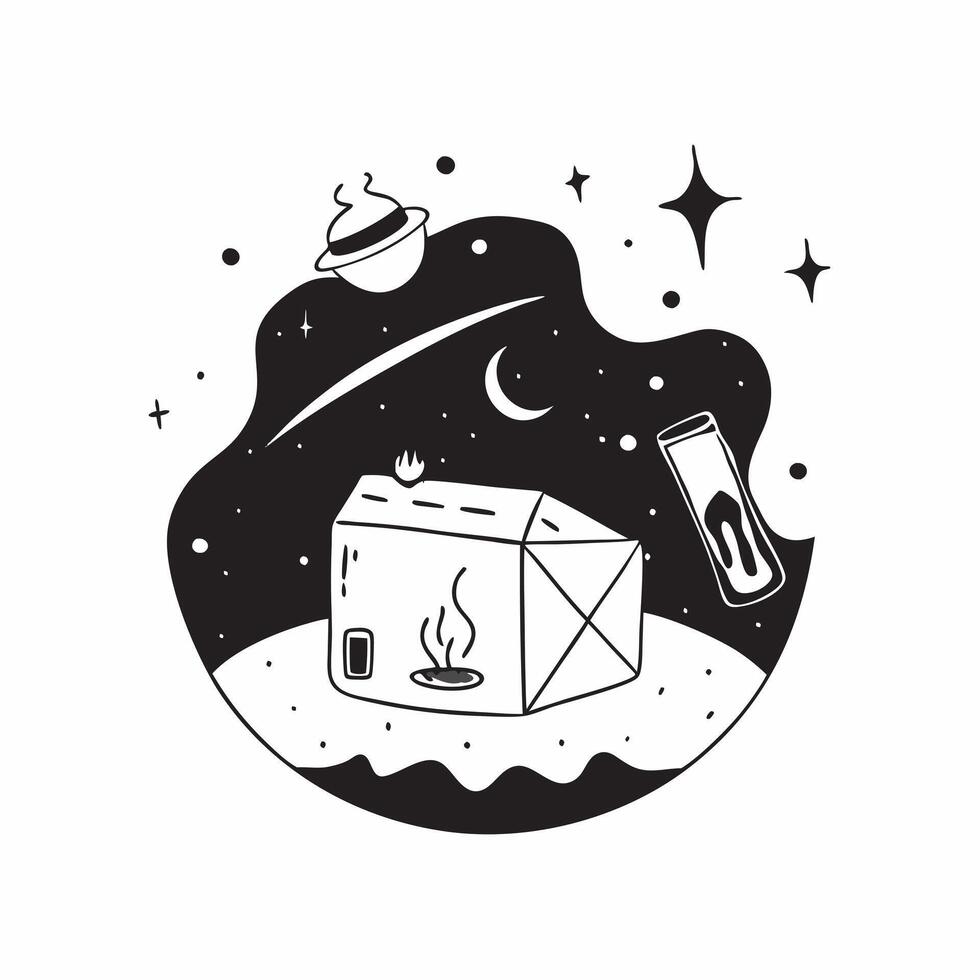 Simple flat design icon Starry Sky over Snowy Landscape concept as A crisp clear starry sky over a snowy landscape offers a pristine and peaceful view of winters night beauty flat Clear Set 2 vector
