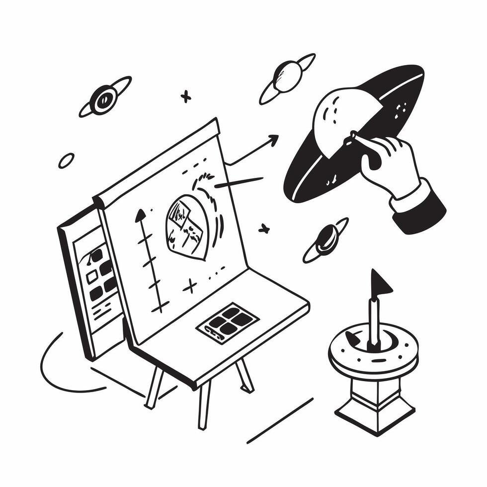 Simple flat design icon Spacecraft Simulation Training concept as Space engineers participate in spacecraft simulation training to prepare for real world space mission challengesS Clear Set 2 vector