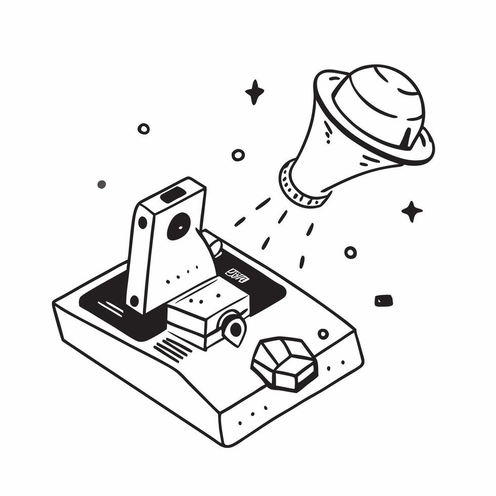 Simple flat design icon Spacecraft Docking Technology concept as Innovations in spacecraft docking technology to facilitate smoother connections between spacecraft in orbitSimple Clear vector