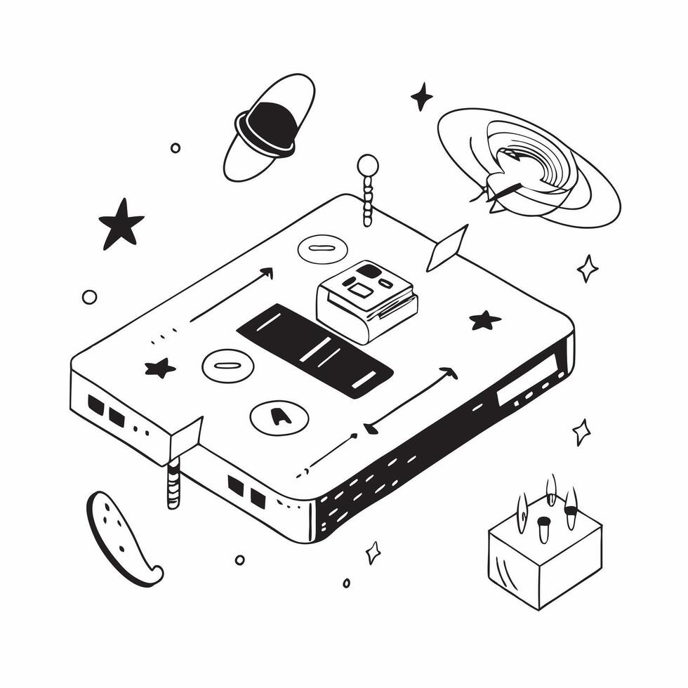Simple flat design icon Space Adventure Tiles concept as Tiles depicting a colorful space adventure inspiring young minds with stars planets and astronauts flat illustration in is Clear vector