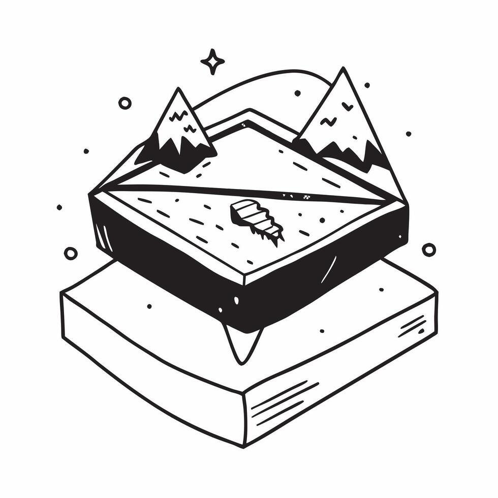 Simple flat design icon Snow Capped Reflections concept as Tranquil waters reflect the majestic snow capped mountains creating a perfect symmetry in nature Simple flat illustratio Clear vector