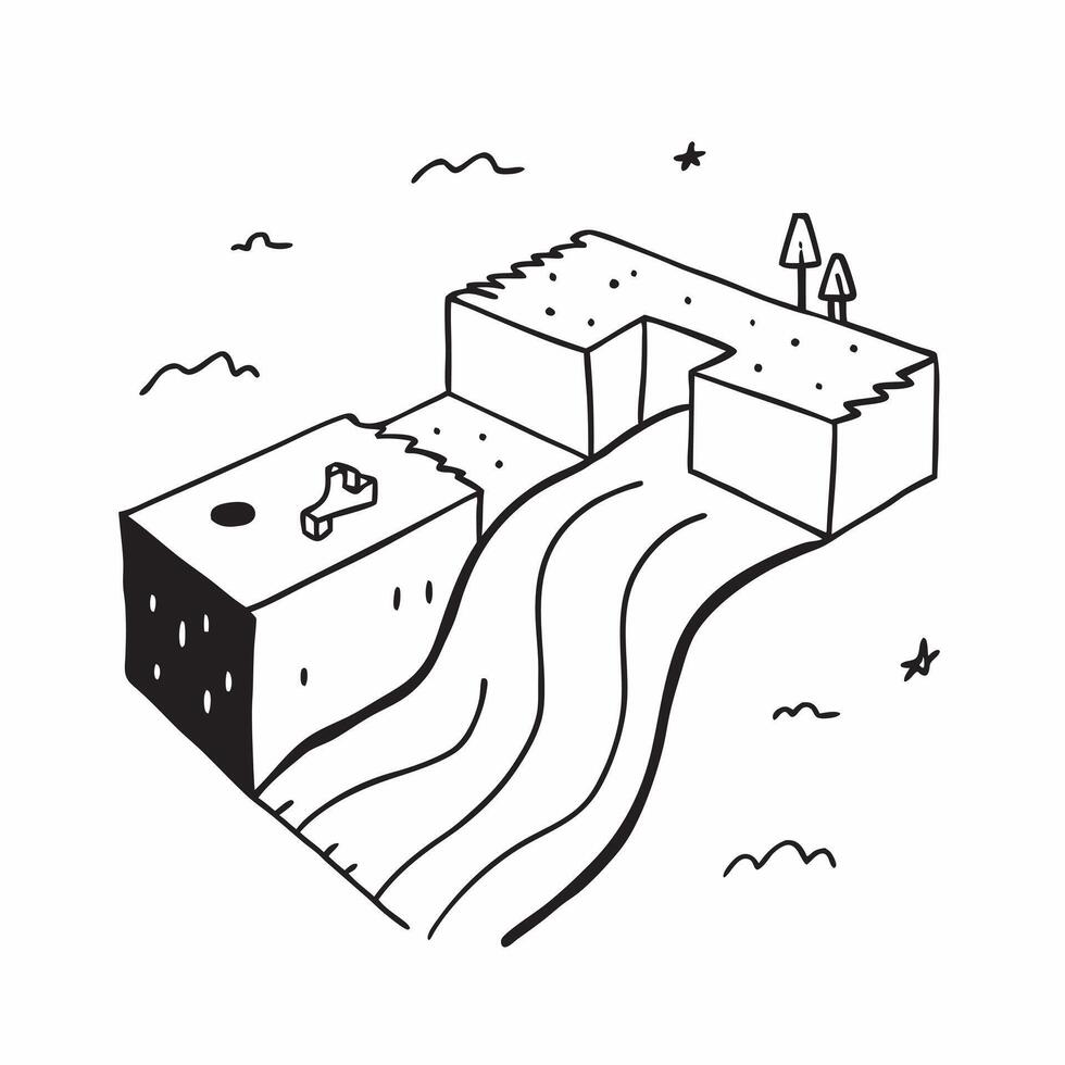 Simple flat design icon Serene Coastal Cliff Walk concept as A serene walking path along the coastal cliffs offers breathtaking views of the expansive sea below Simple flat illust Clear vector