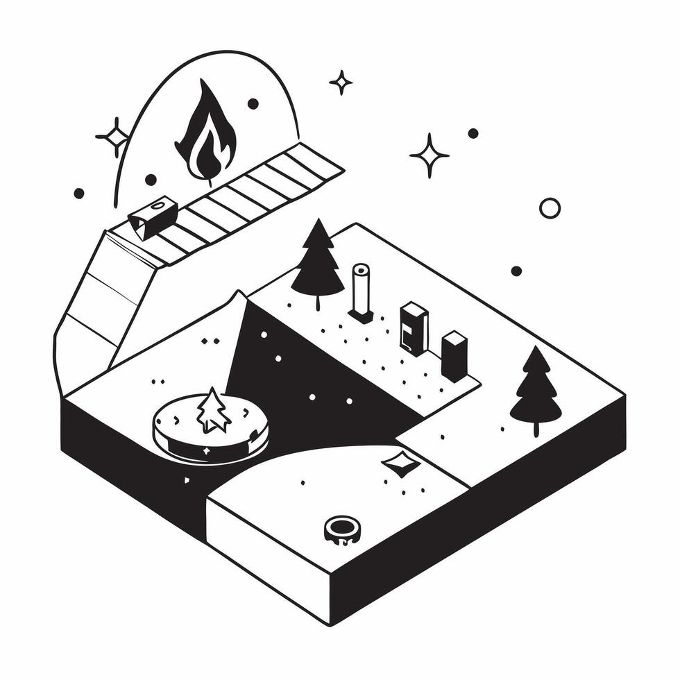 Simple flat design icon Romantic Evening Hot Springs concept as A romantic evening awaits at hot springs under the stars ideal for couples seeking a quiet and intimate escape flat Clear vector