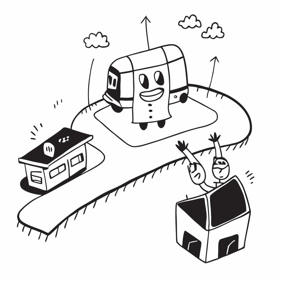 Simple flat design icon Rural Route Bus Driver concept as A bus driver on a rural route connects small communities waving cheerfully to residents along the way flat illustration i Clear vector