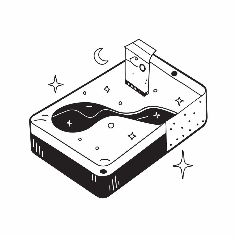 Simple flat design icon Reflections in Bioluminescent Waters concept as Calm waters reflect the glowing bioluminescence creating a mirror effect with the night sky and starsSimple Clear vector