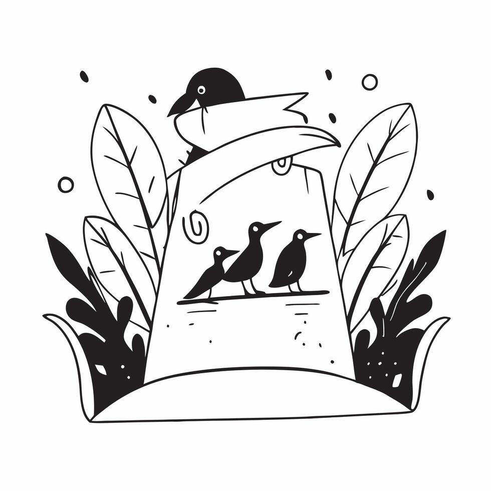 Simple flat design icon Rainforest Canopy Birds concept as Tropical birds perch high in the rainforest canopy their vivid colors a stark contrast against the green leaves Simple f Clear vector