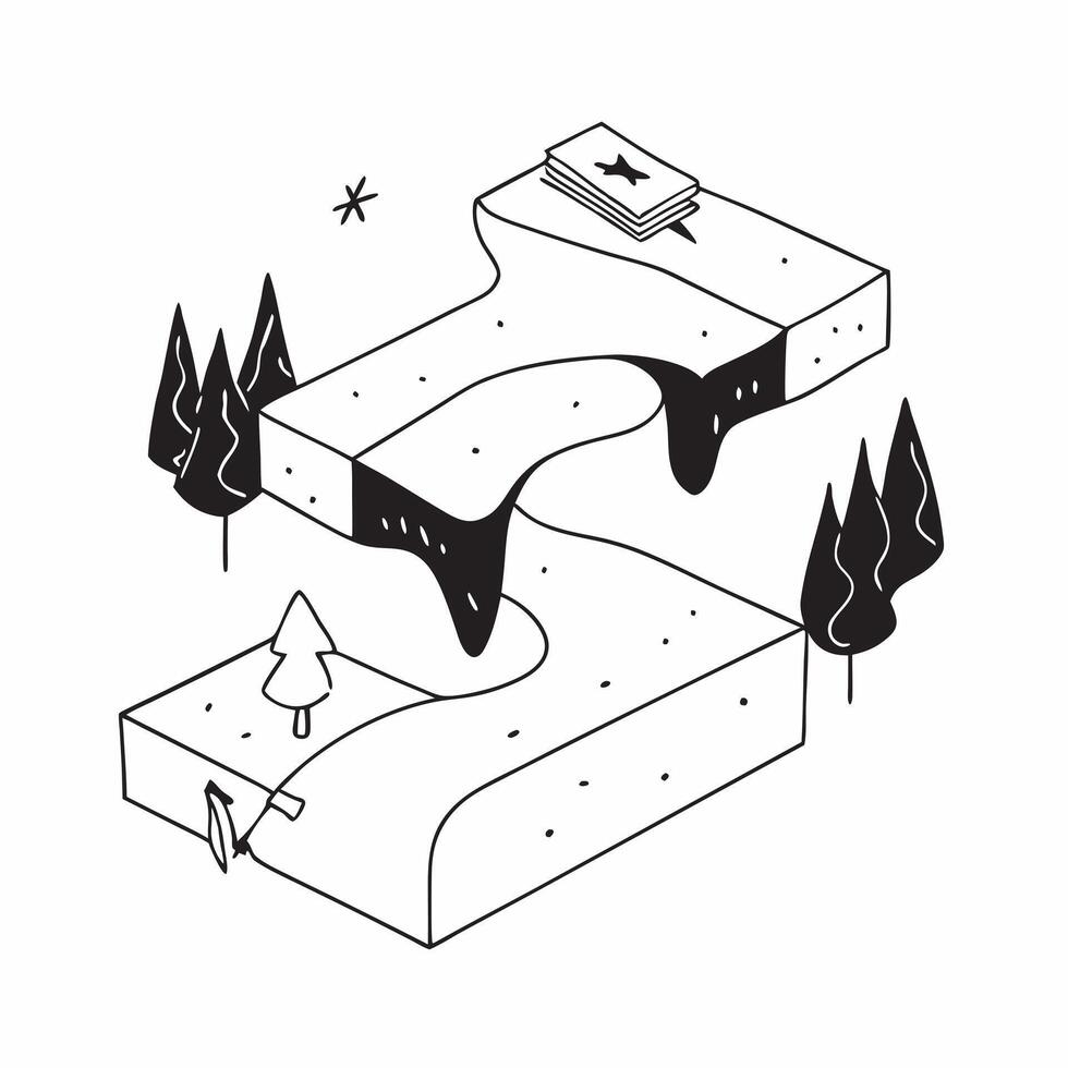 Simple flat design icon Path Through Old Growth Forest concept as A winding path leads adventurers through the heart of an old growth forest surrounded by towering ancient trees S Clear vector