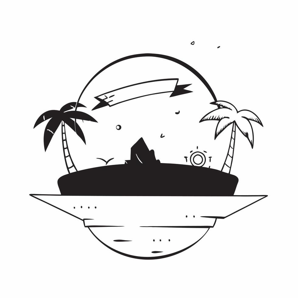Simple flat design icon Palm trees silhouetted against a vibrant sunset sky concept as Palm trees silhouetted against a vibrant sunset sky with ample copyspace for text evoking the Clear vector