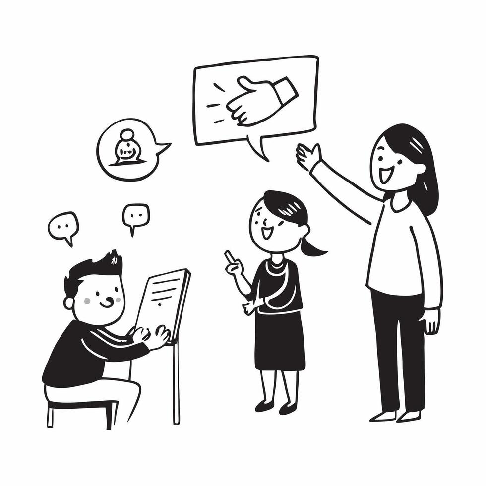 Simple flat design icon Parent using positive gestures to support a childs school presentation concept as A parent using positive gestures to support a childs school presentation e Clear vector