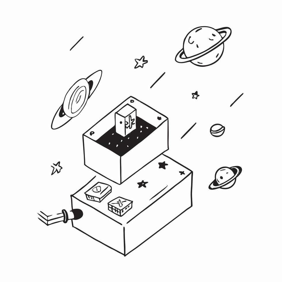 Simple flat design icon Outer Space Exploration Tiles concept as Outer space themed tiles that capture the thrill of exploration and the mysteries of the universe for young minds Clear vector