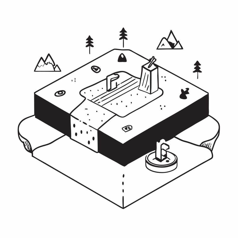 Simple flat design icon Mountain Hot Springs Gazing concept as Elevated mountain hot springs where visitors can gaze at panoramic vistas while immersed in soothing thermal waters Clear vector
