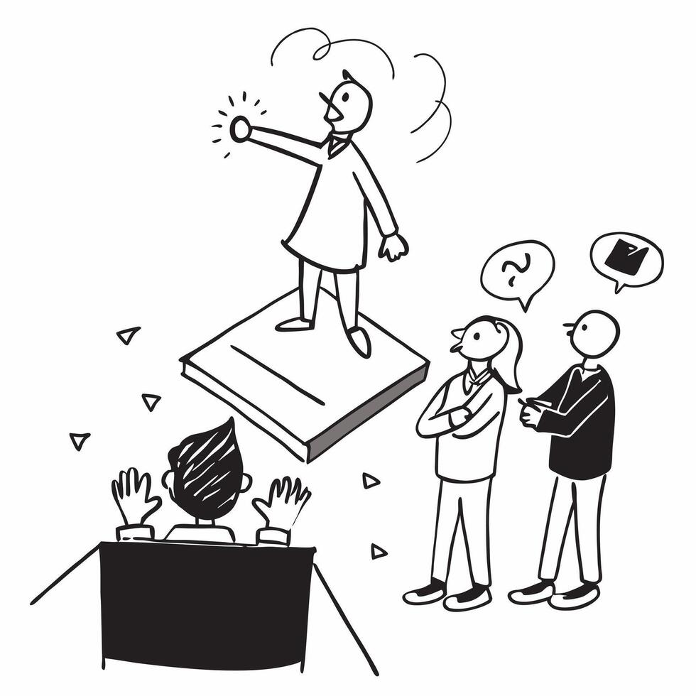 Simple flat design icon Motivational speaker using dynamic hand movements to engage an audience concept as A motivational speaker using dynamic hand movements to engage an audience Clear Set 2 vector