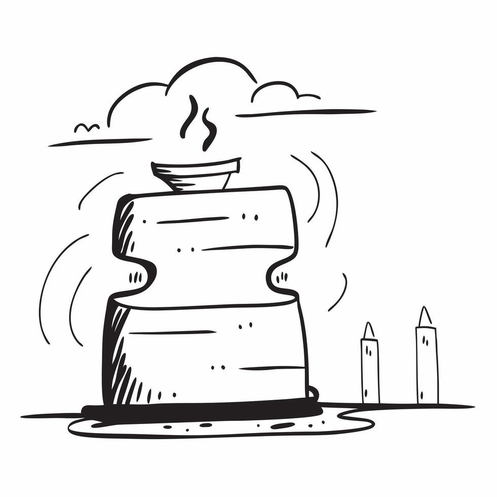 Simple flat design icon Morning Mist at the Historical Site concept as Morning mist wraps a historical site adding a layer of mystique to its ancient walls and stories flat illust Clear vector