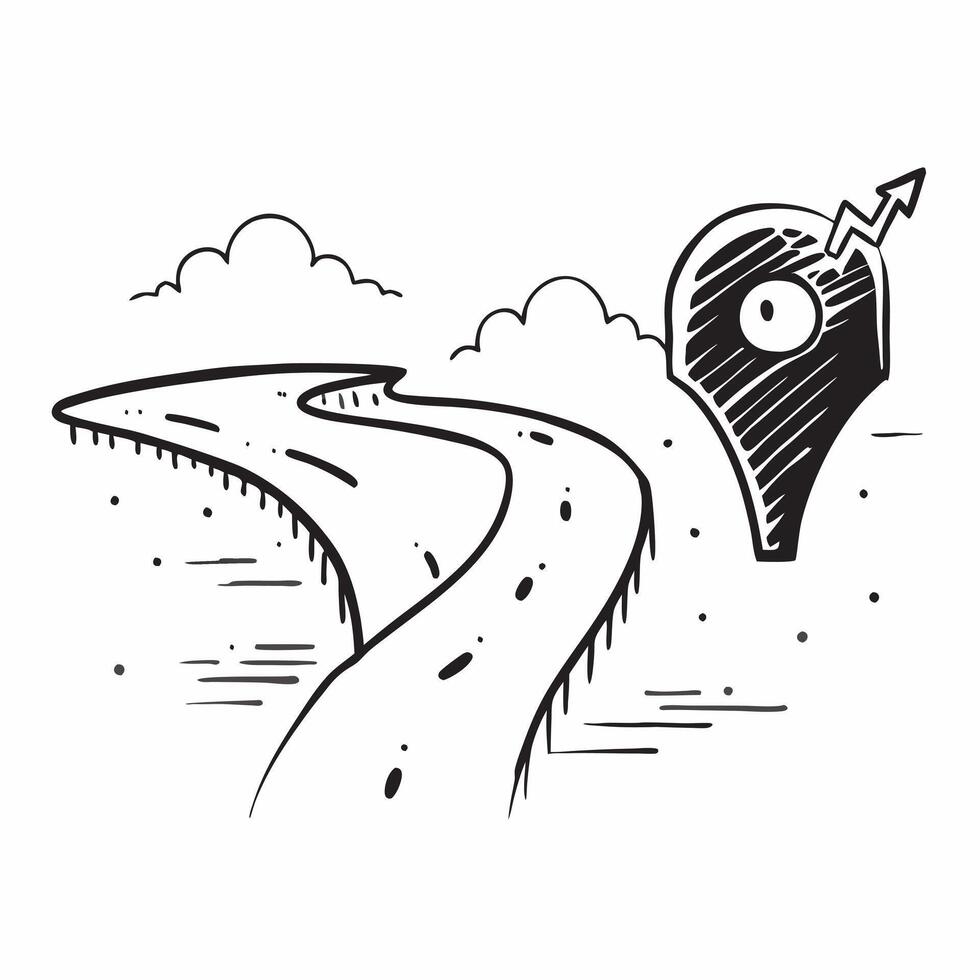 Simple flat design icon Misty Mountain Road concept as A curvy mountain road disappears into the mist inviting mystery and exploration at the break of day flat illustration in Clear vector