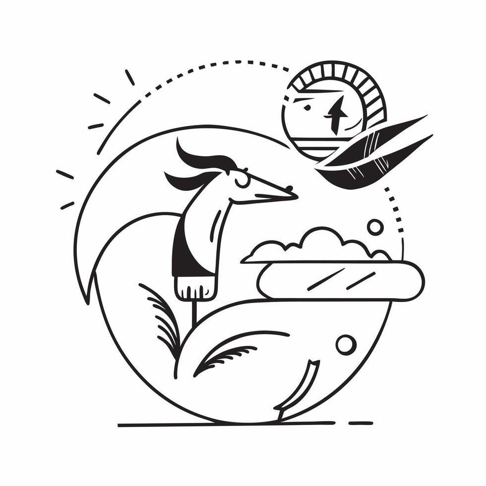 Simple flat design icon Misty Morning Horse Ride concept as A horse and rider emerge from the morning mist embodying freedom and the spirit of early rides flat illustration in Clear vector