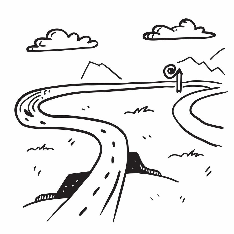 Simple flat design icon Misty Country Road concept as A winding road through a misty rural landscape embodying quiet mornings and scenic drives flat illustration in Clear vector