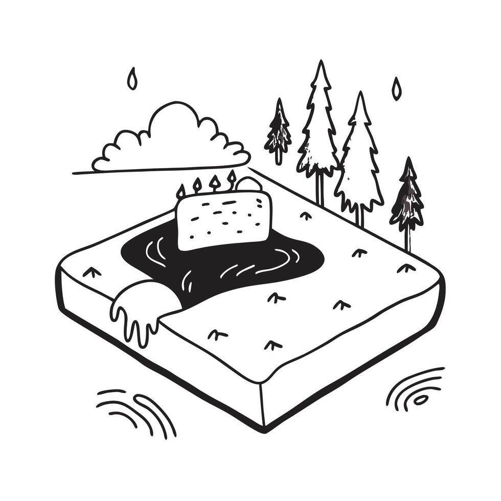 Simple flat design icon Misty Hot Springs Morning concept as A serene hot spring emits mist in the early morning light nestled in a tranquil forest setting flat illustration in is Clear vector