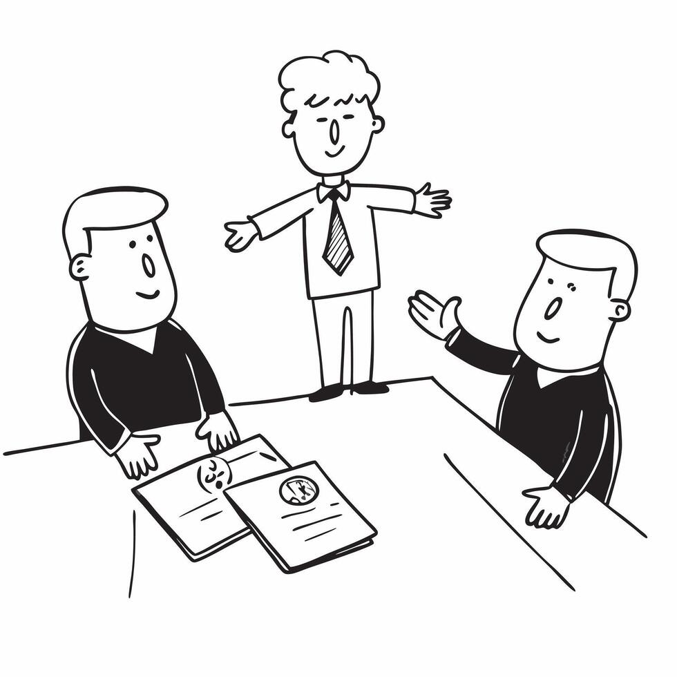 Simple flat design icon Manager using open arms and a friendly smile in a team meeting concept as A manager using open arms and a friendly smile in a team meeting showcasing positi Clear vector