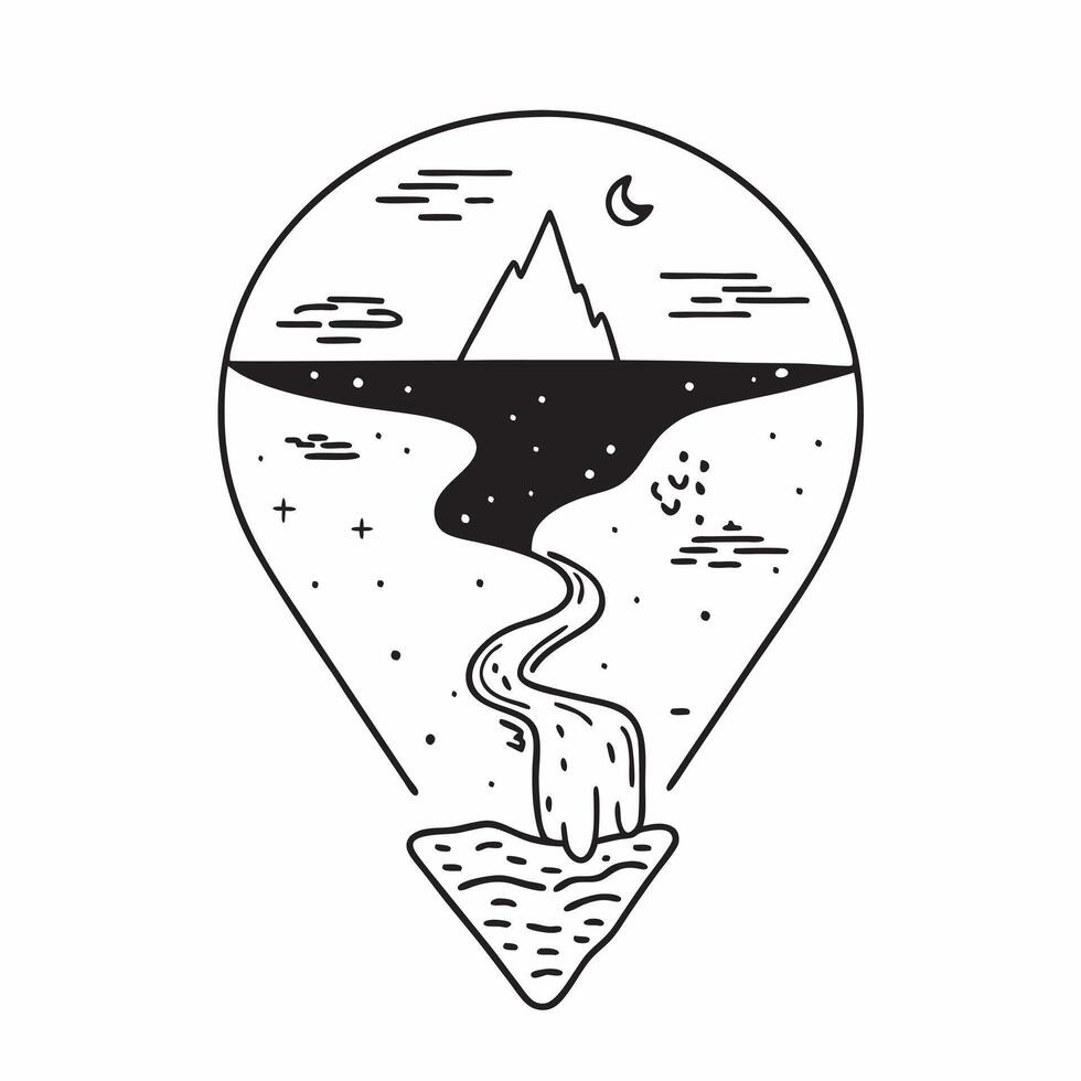 Simple flat design icon Milky Way Over Desert Oasis concept as The Milky Way stretches vividly across the sky above a tranquil desert oasis painting the night with celestial glow Clear vector